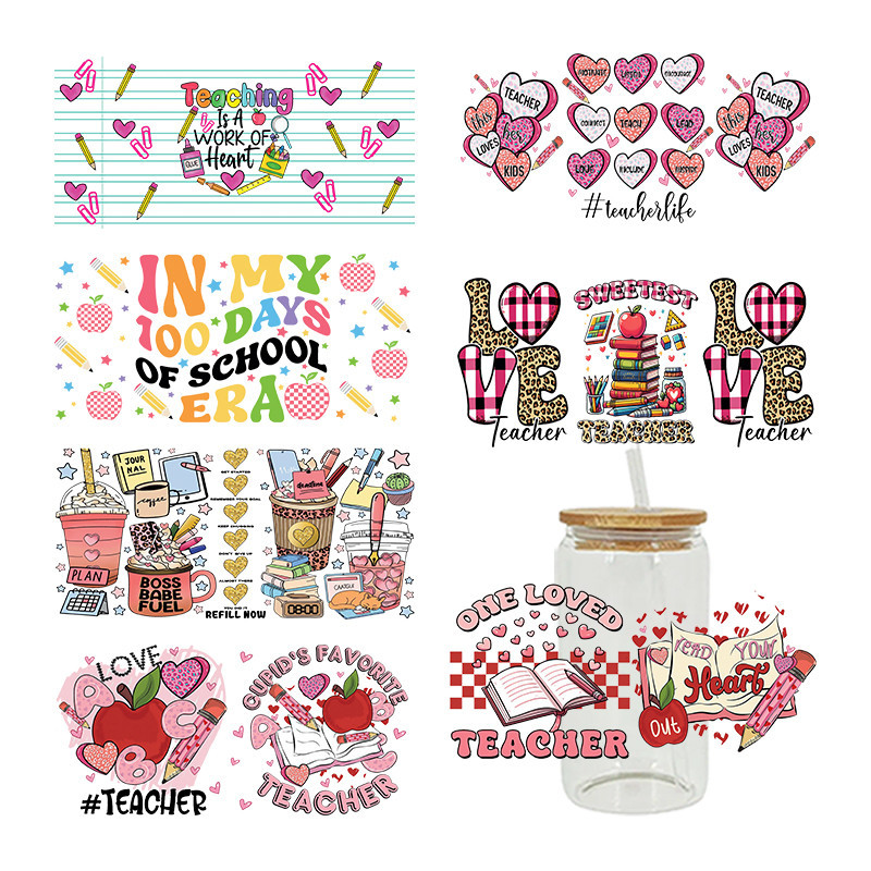 

UV DTF Transfer Sticker School For The 16oz Libbey Glasses Wraps Bottles Cup Can DIY Waterproof Custom Decals D11370