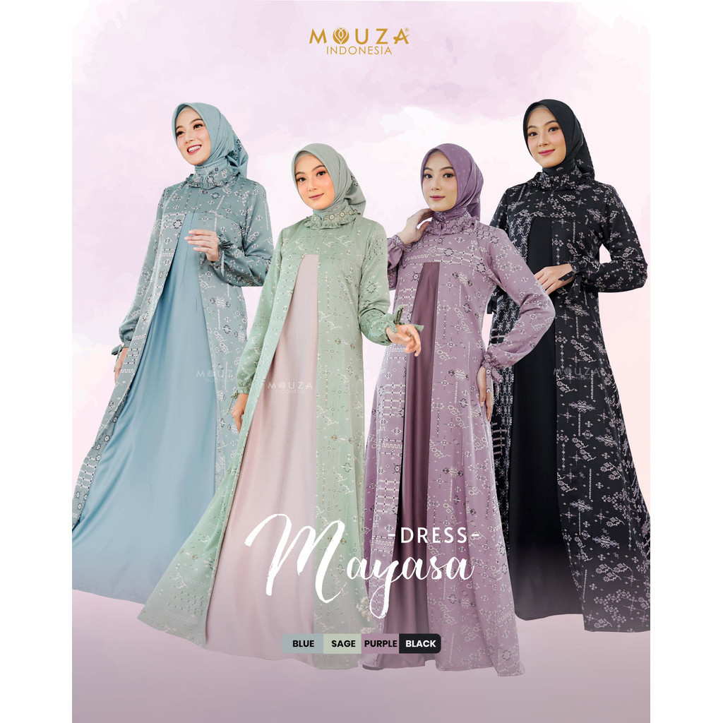 MOUZA - SARIMBIT HAMAS MAYASA -Gamis MAYASA Dress Mom - Gamis Wanita Dewasa Terbaru Bahan Kain Maxma