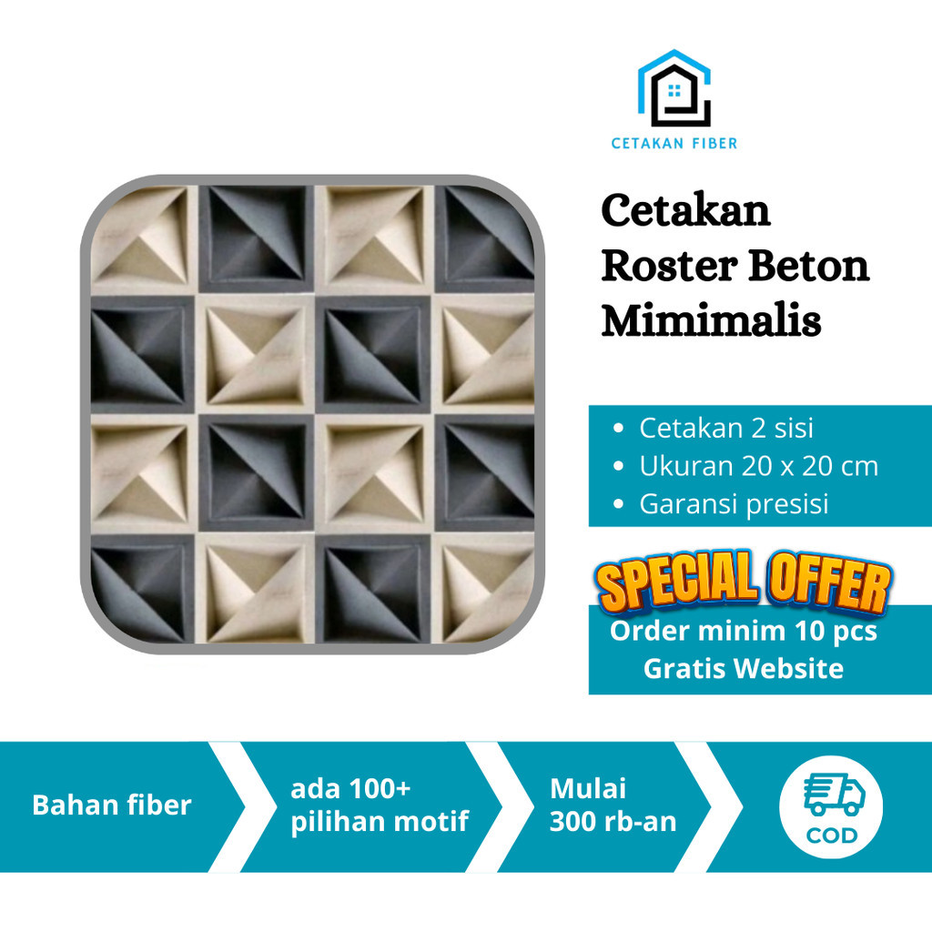 cetakan roster minimalis kincir piramid terlaris / cetakan loster fiber