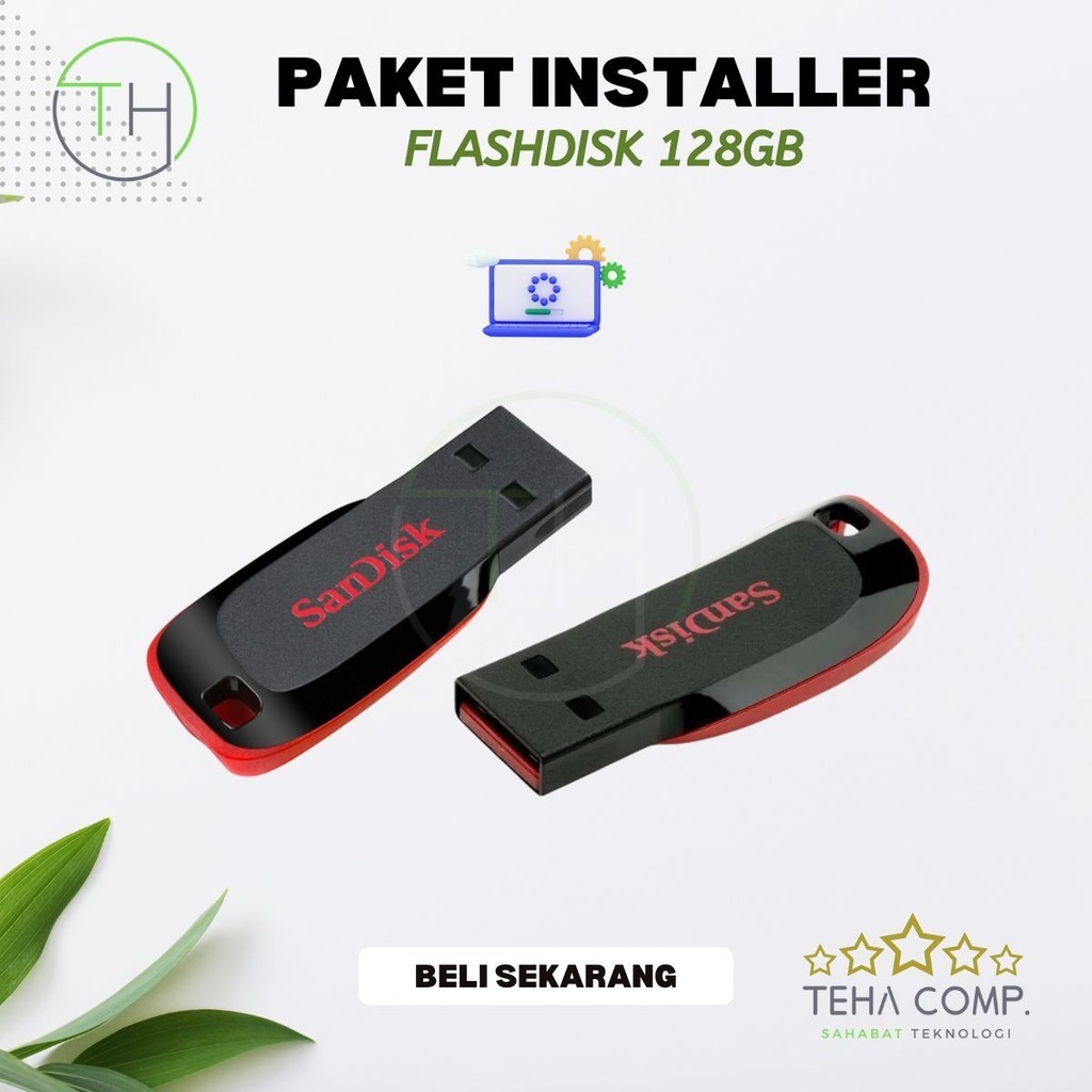 Flashdisk 128GB PC Komputer Laptop Paket Lengkap Teknisi Servis