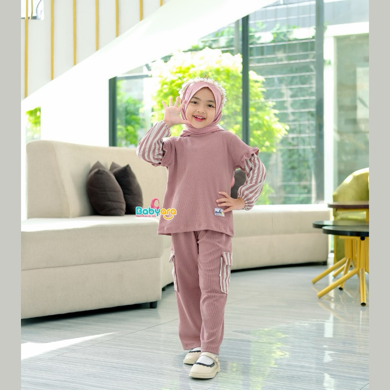 AD82AJ Ariel Oneset/pakaian fashion anak perempuan/setelan stelan anak perempuan/cardigan kardigan a