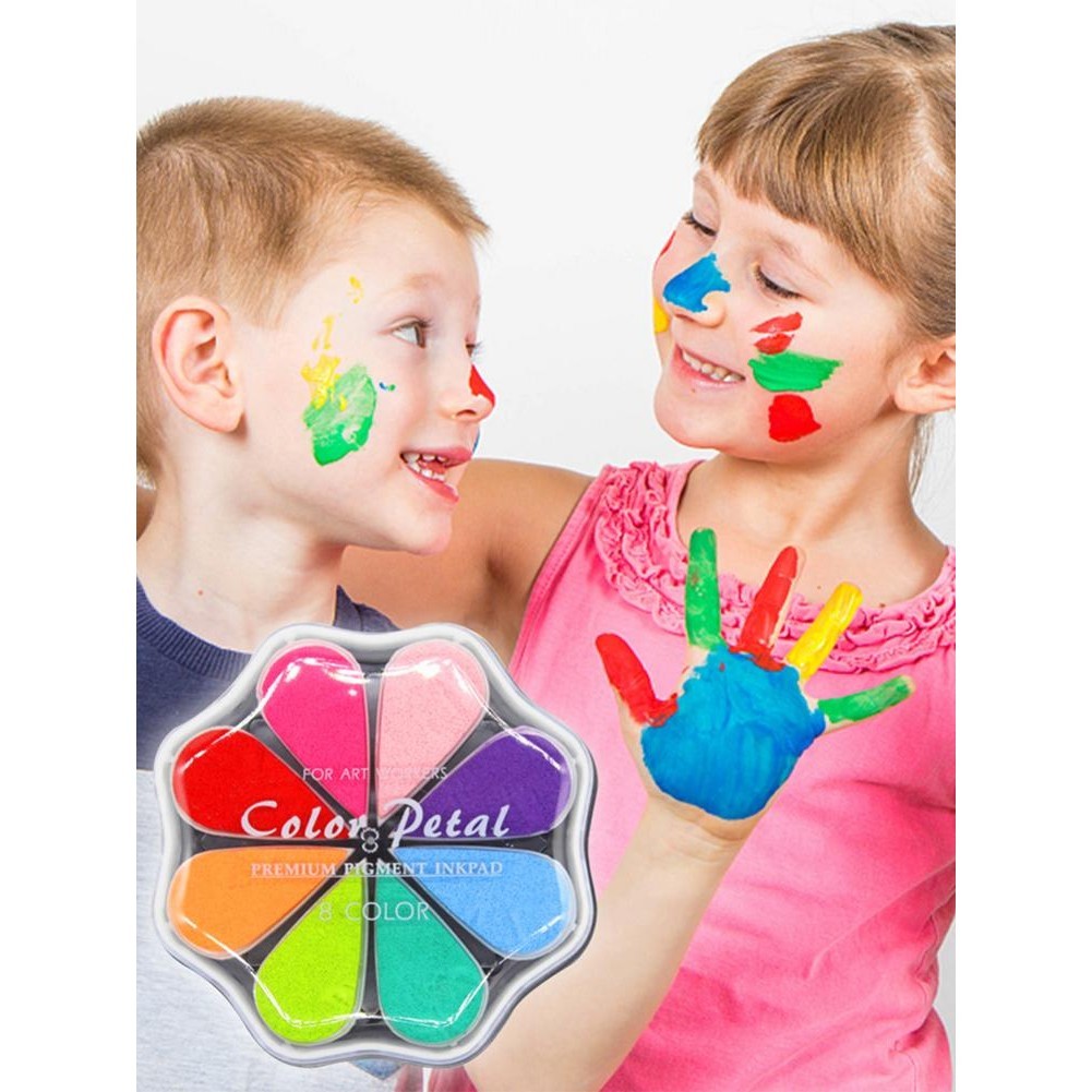 

8 Color Craft Rainbow Finger Ink Pads Stamps Rubber Kid Children DIY Pad For Paper/Greeting Card/Handbook/Finger Painting