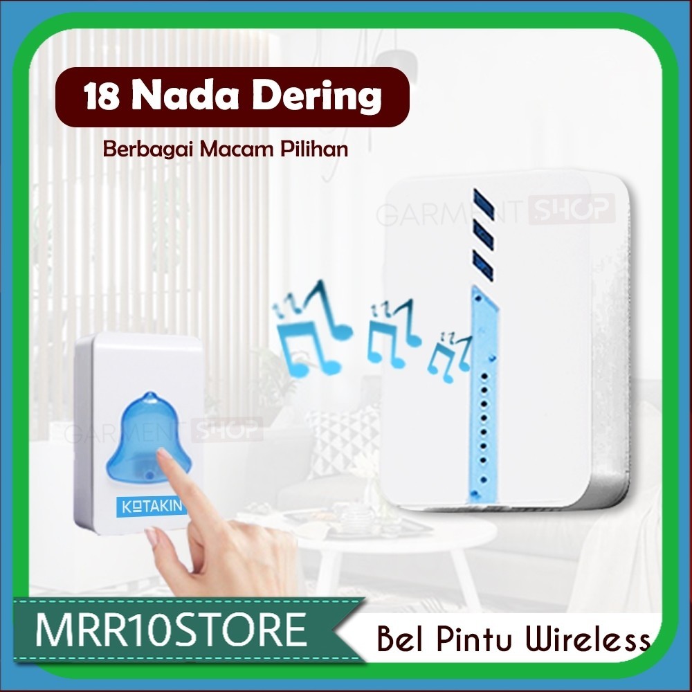 Bel Pintu Wireless Listrik Baterai Door Bell 18 Musik Bel Rumah Tanpa Kabel Waterproof Praktis Sound