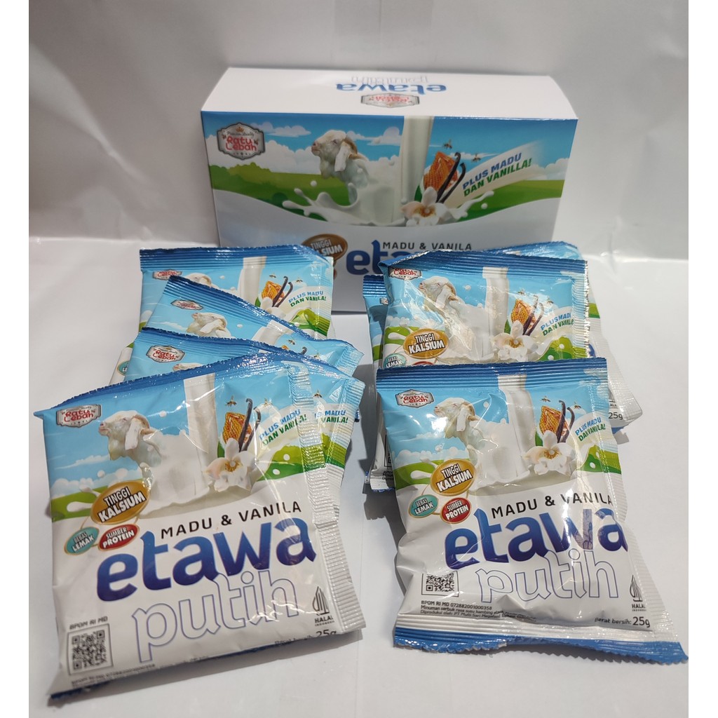 

Etawa Putih | Susu Kambing Bubuk Isi 10 Shacet | Rasa Madu + Vanila | Rasa Madu + Jahe Ratu Lebah