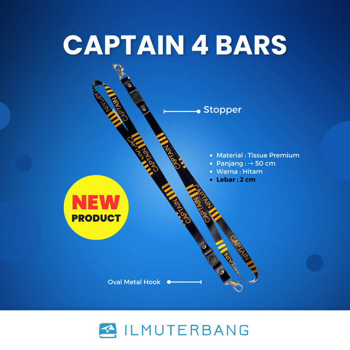 

Lanyard/ Tali ID CAPTAIN 4 Bars Premium 2 Sisi - New Product