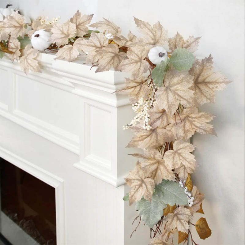 

Autumn Maples Leaf Pumpkin Berry Garland Fall Mantle Fireplace Decor Thanksgiving Halloween Christmas Farmhouse Harvest Supplies