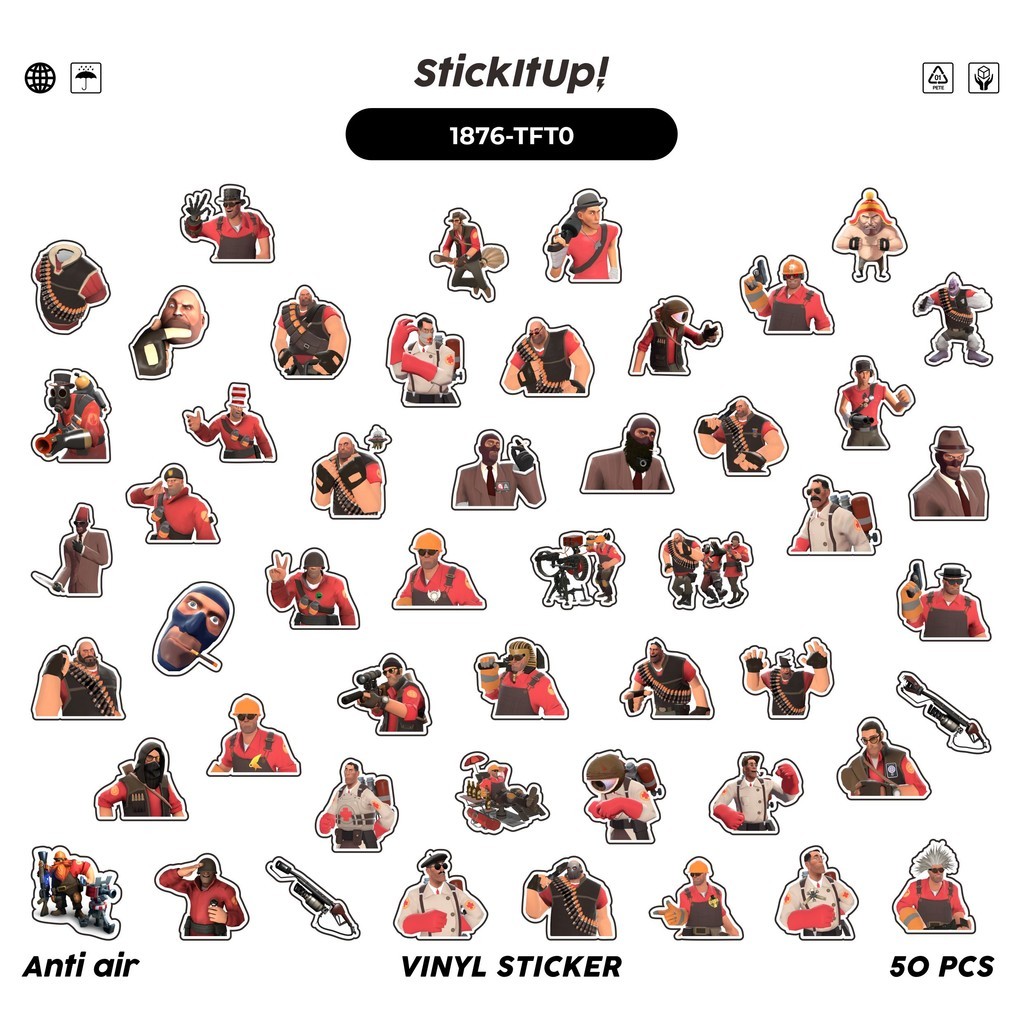 

COD✨ 50 Pcs Stiker TEAM F0RTRES CHAR MIX 10 Lucu Anti Air Untuk Dekorasi Notebook Sepeda Skateboard Handphone DIY