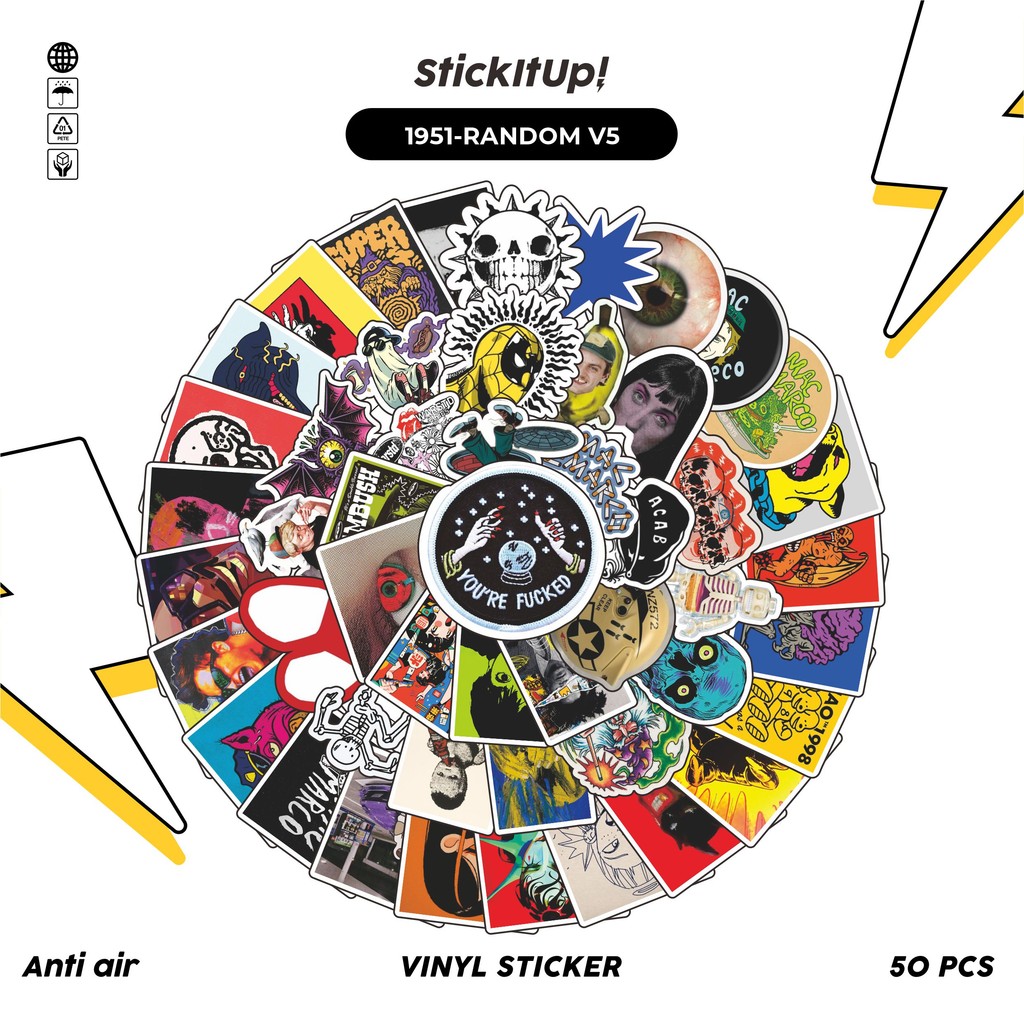 

COD✨ 50 Pcs Stiker Pack Random V9 Lucu Aesthetic Vynil Waterproof untuk Freebies Sticker Buku Journal Casing HP Laptop