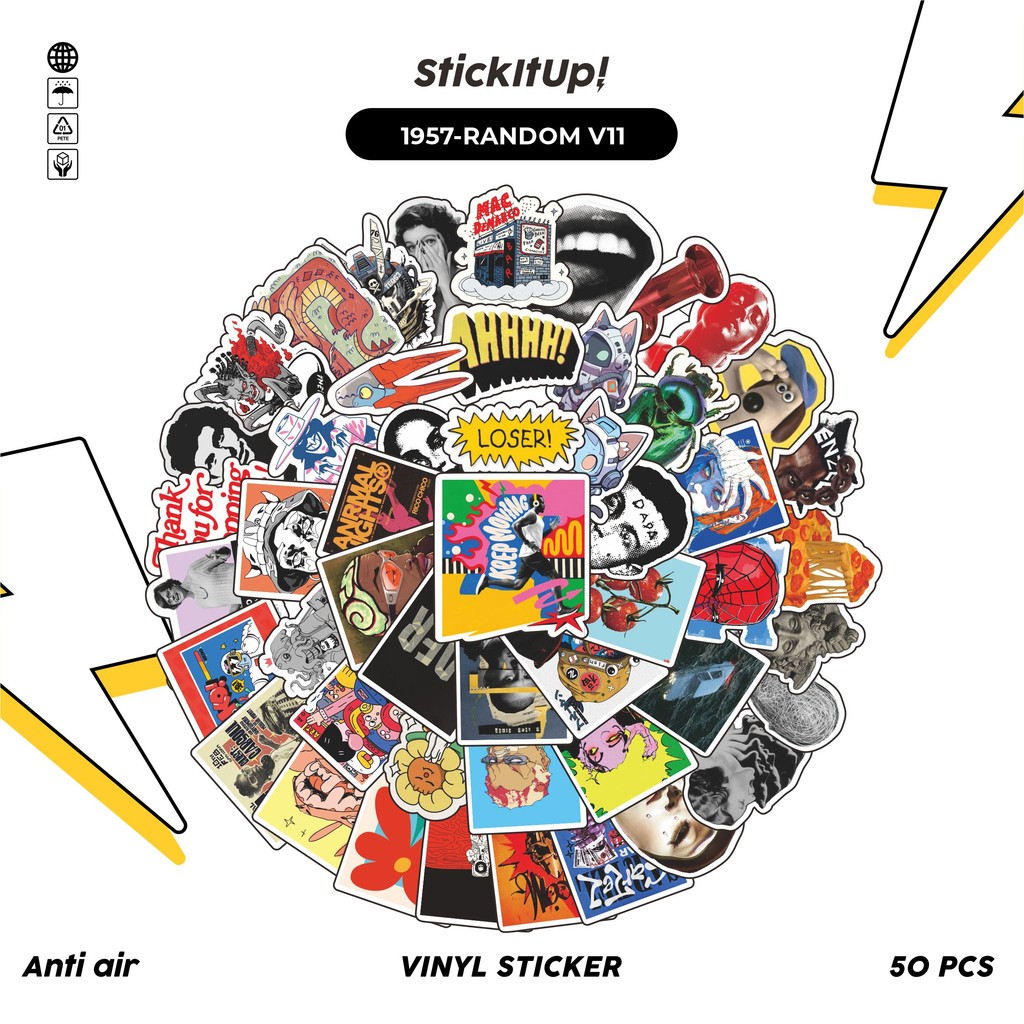 

COD✨ 50 Pcs Stiker Pack Random V15 Lucu Aesthetic Vynil Waterproof untuk Freebies Sticker Buku Journal Casing HP Laptop