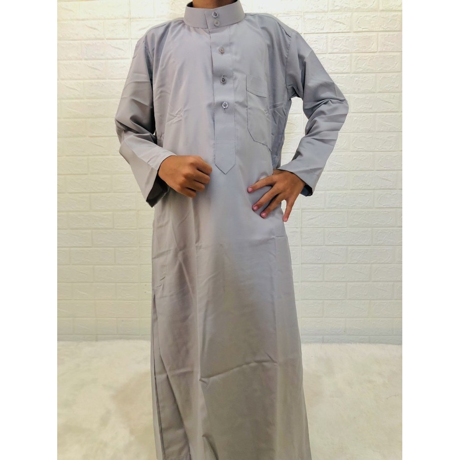 ✨BISA COD✨ - Baju Muslim Jubah Gamis Anak Laki PolosImpor Asli Arab saudi Merk Ajax - Putih, 28