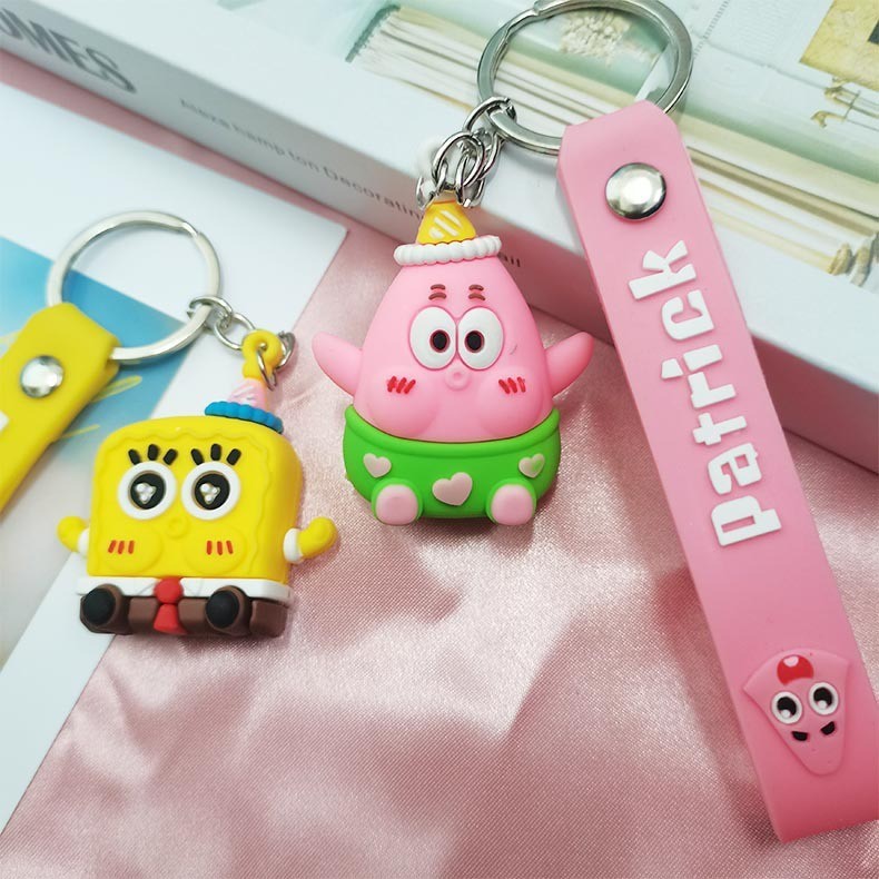 Strap Ganci 3D Spongebob Patrick Lucu Aksesoris Tas Motor Mobil