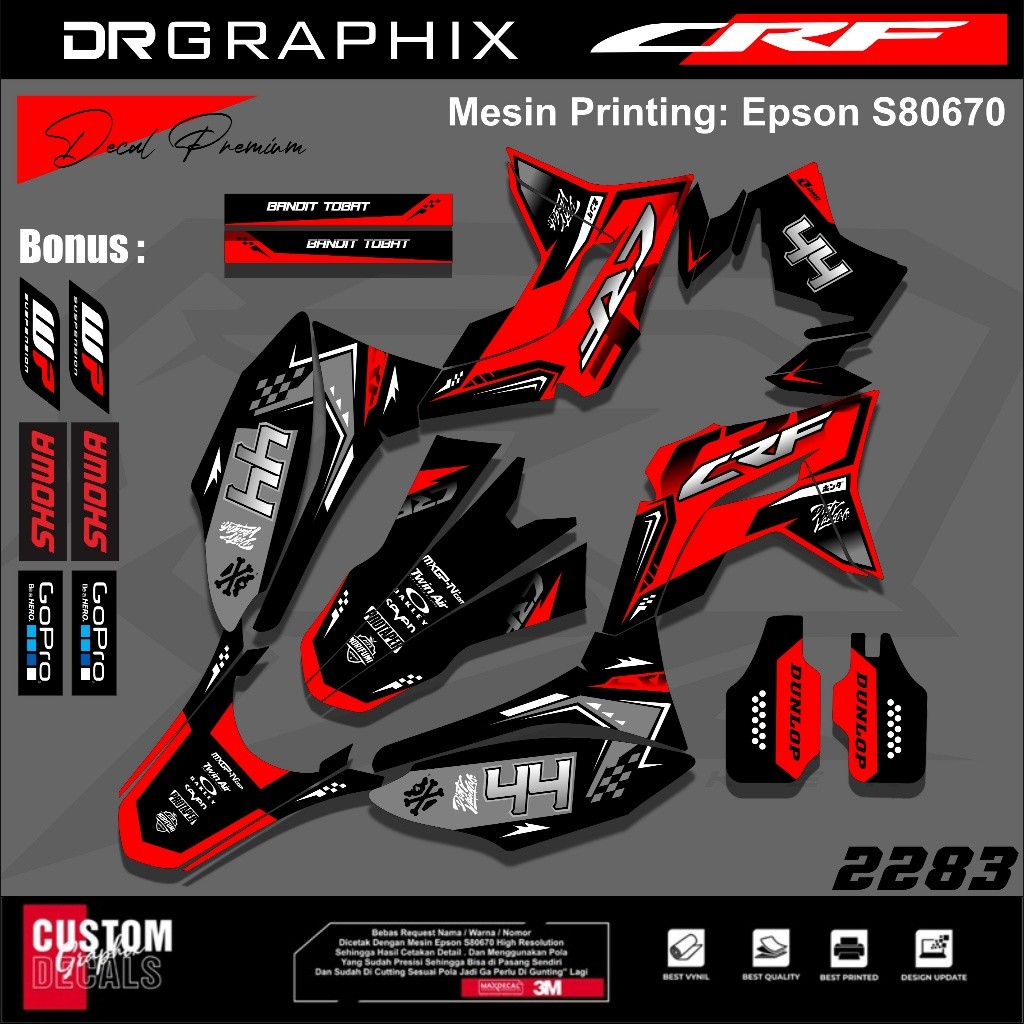 PREMIUM DECAL STIKER HONDA CRF 150L CRF 250 FULL BODY COSTUM DESAIN TERBARU kode CRF-39