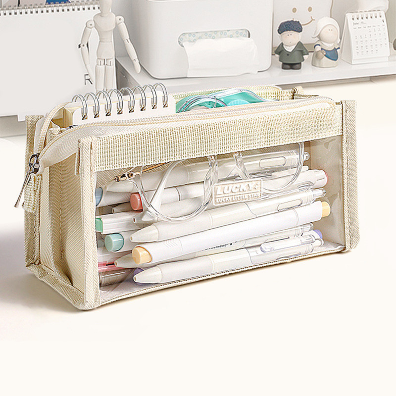 

Cute Aesthetic Transparent Design Pen Pouch Bag Pencil Case Pencil Holder Clear Pencil Case Stationary Organizer
