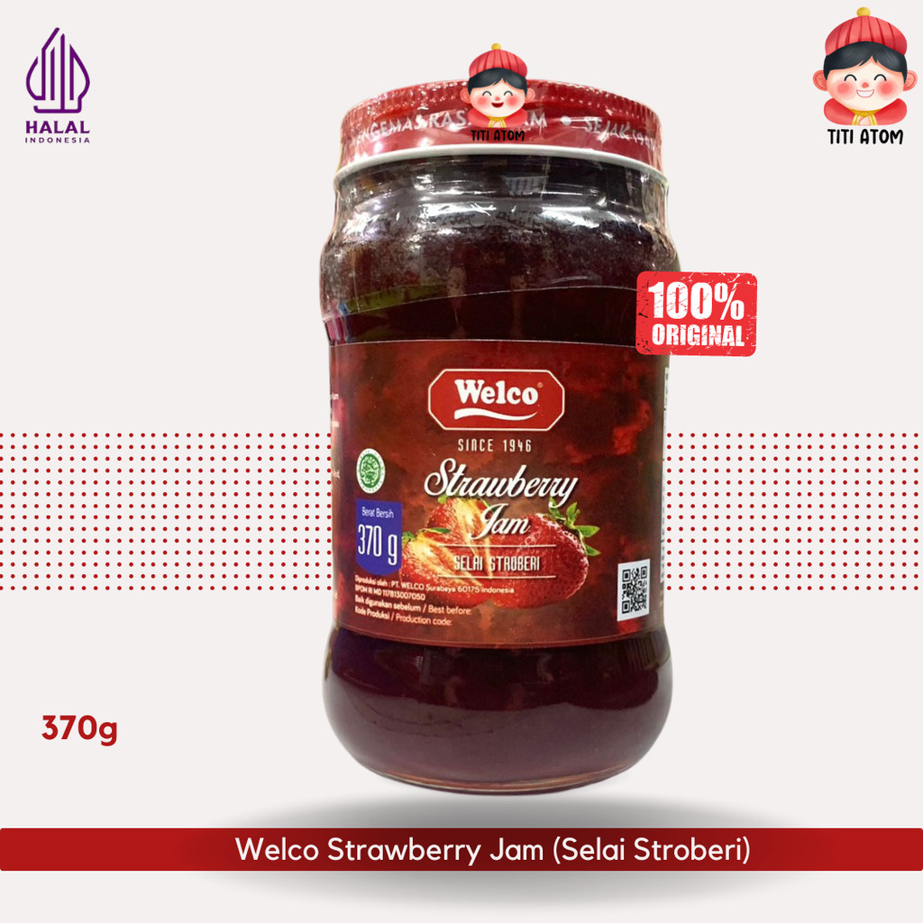 

Welco Strawberry Jam Selai Buah Roti Stroberi 370g