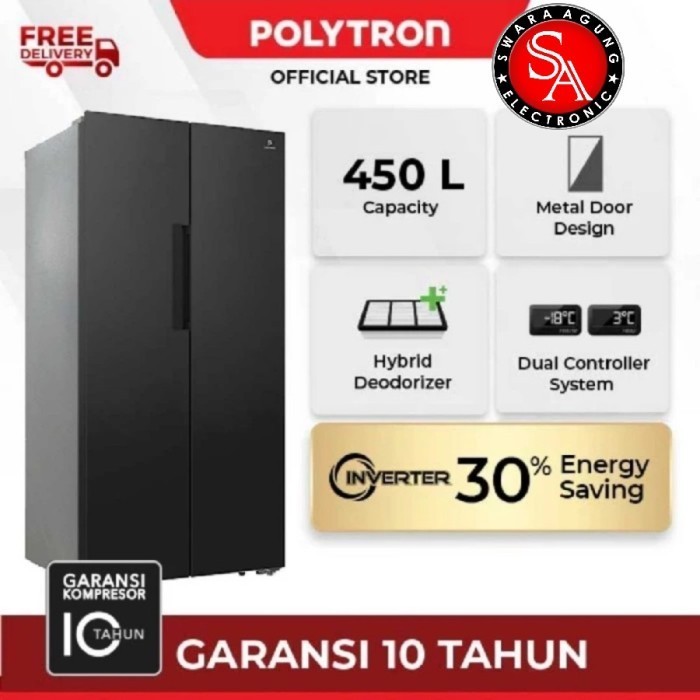 Kulkas Side By Side 450 Liter  Inverter Polytron Type : PRS451Y ( Medan )