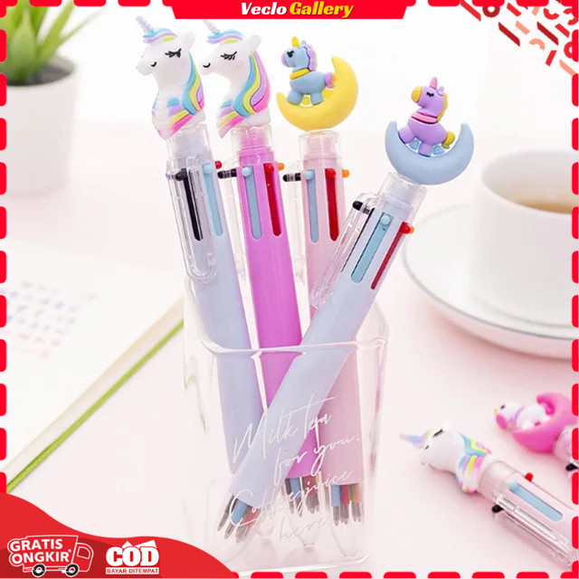 

Pena 6 in 1 Model Karakter Lucu Bulpoin Tinta Gel Murah Alat Tulis Lucu