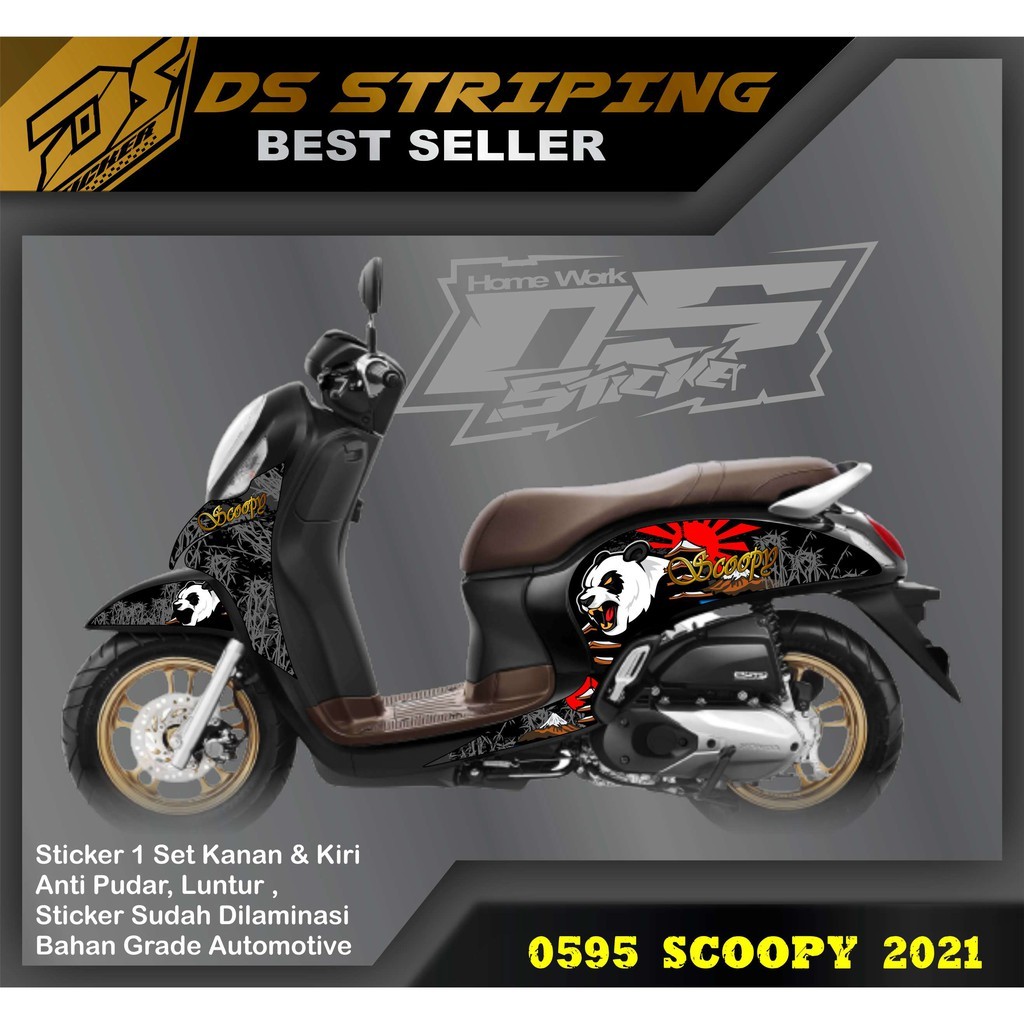 0595 Stiker Scoopy 2021 List Variasi Striping Semi Full Sticker Panda joss