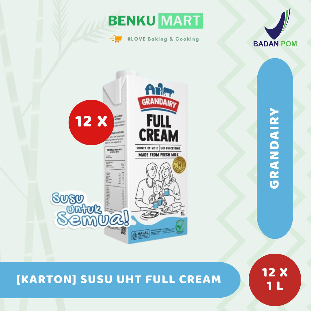 

[KARTON] Grandairy Susu UHT Full Cream 1 Liter | Milk 1L | HALAL