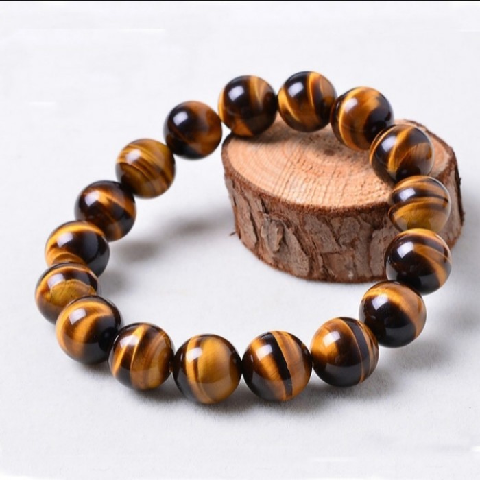 GELANG BATU AKIK NATURAL TIGER EYE ATAU BIDURI SEPAH 10mm