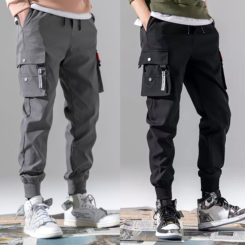 Man Pants Tracksuit Outfit Sportswear Baggy Cargo Pants Gym Workwear Straight Big Size Joggers Summe