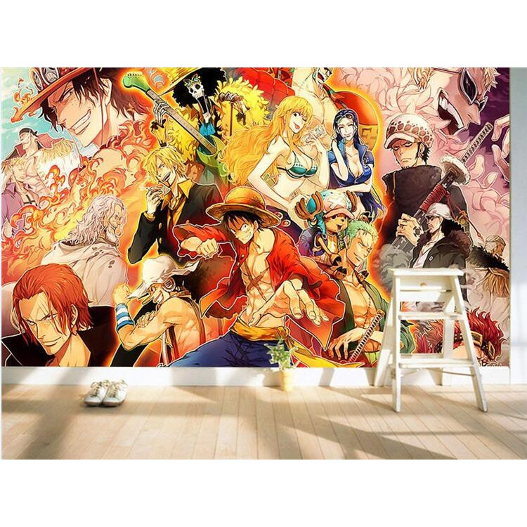 3D Anime Mural One Piece Bedroom Project Wallpaper Cartoon Theme Living Room Tea Shop Wallpaper Retr