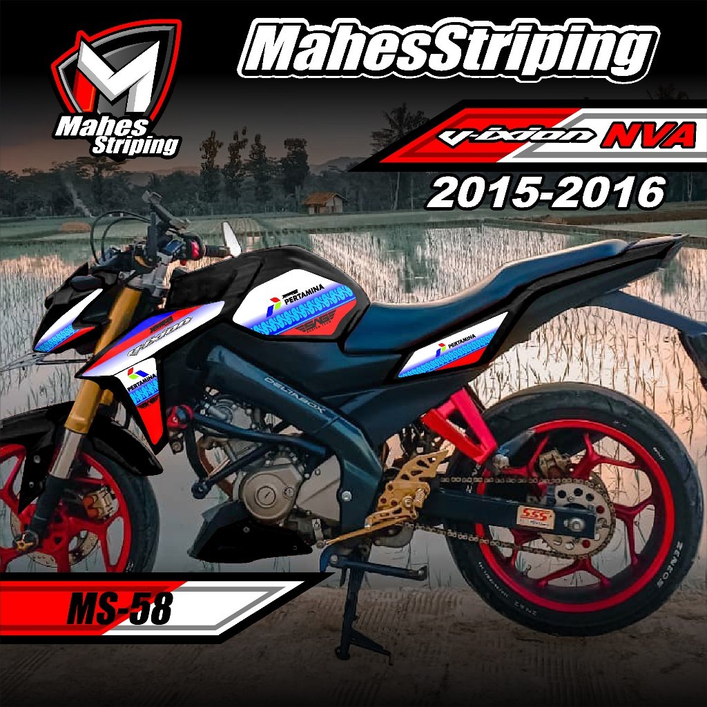 Sticker Striping Lis Variasi Vixion 2015 2016 New Advance NVA Desain MS-58 Mandalika SAG Pertamina