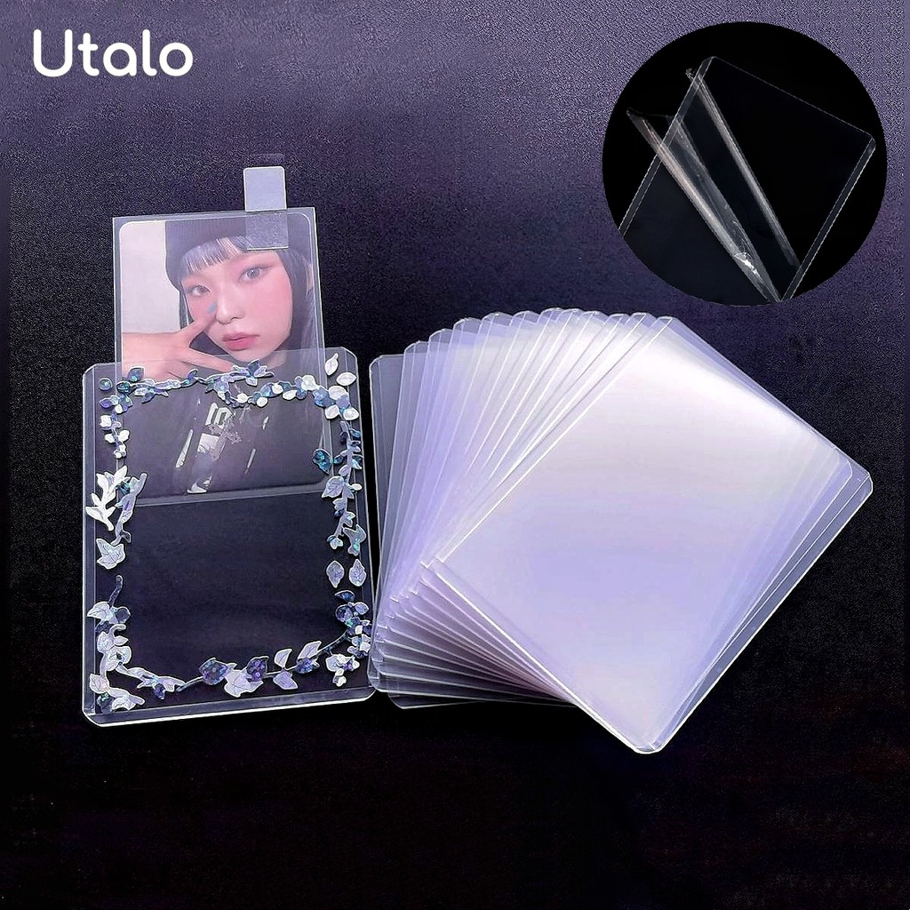 

Utalo 1 ~ 50 Pcs 35PT Clear White Cardholder Card Sleeves Wholesale KPOP Photocard Trading Supply Vertical Horizontal Toploader