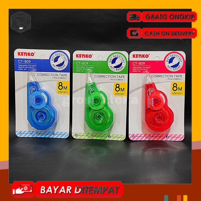 

TIPE X, TIPE X KERTAS, TIPE X PITA, CORRECTION TAPE CT 809 KENKO
