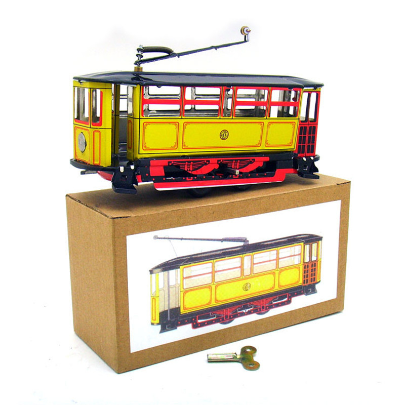 Antique Tin Toys Retro Wind up Metal Vehicles Toy Cars Home Decor Tram Bus