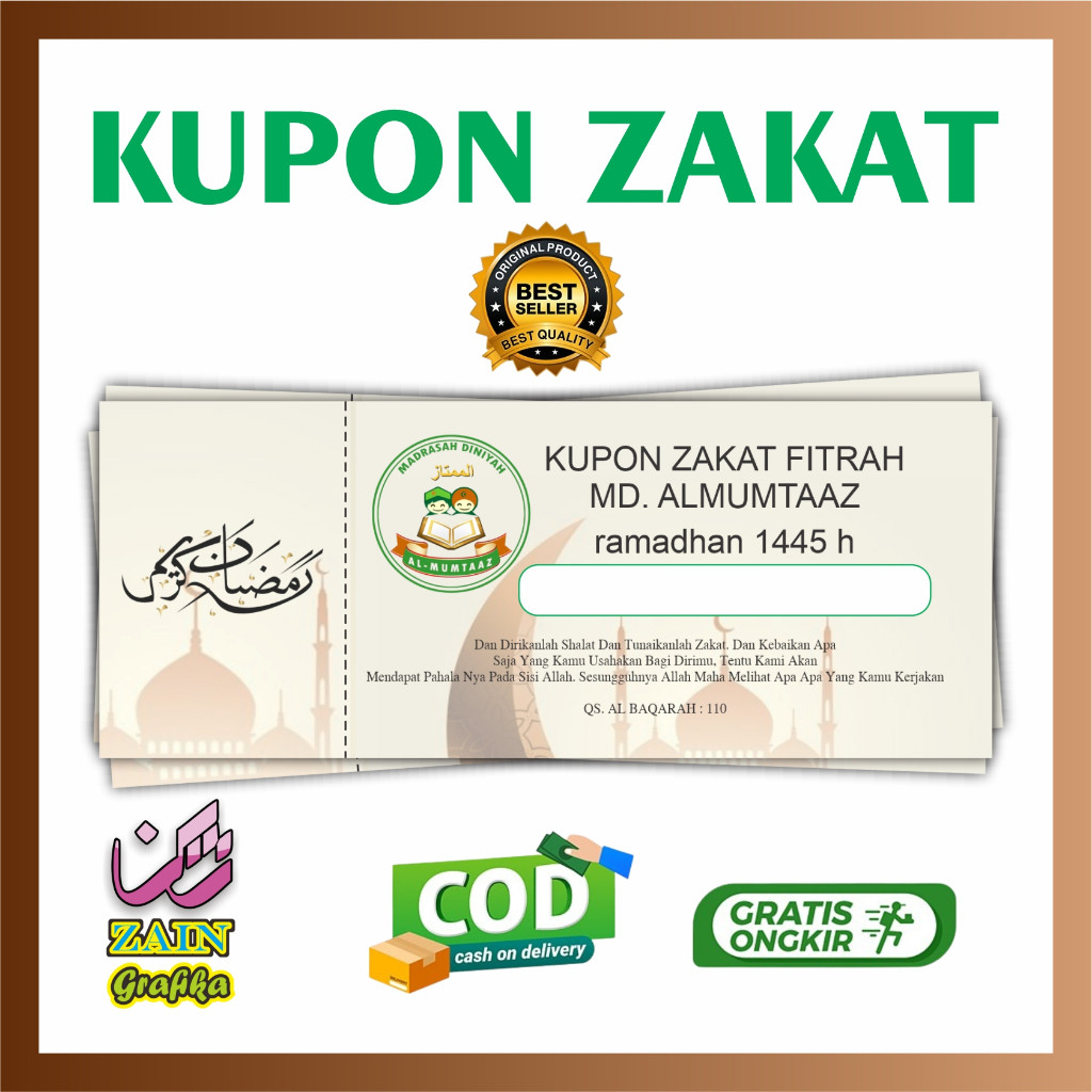 kupon pengambilan zakat fitrah tiket zakat kupon zakat fitrah zain Grafika