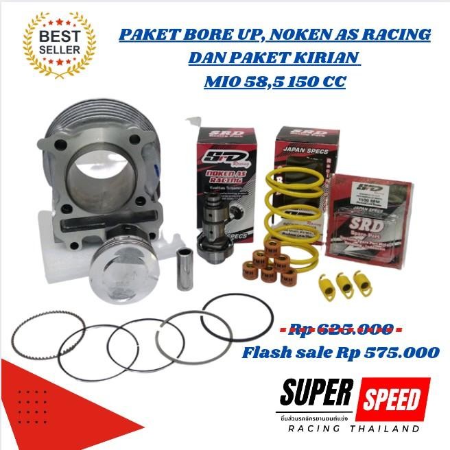 BLOK SEHER BORE UP MIO SPORTY MIO SOUL 150 CC BLOK SEHER 58.5 PAKET KIRIAN NOKEN AS RACING karbu cyc