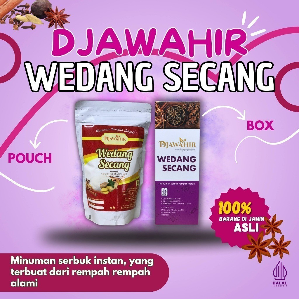 

TERMURAH DJAWAHIR Wedang Secang BOX isi 4 sachet & POUCH 250gr VSS