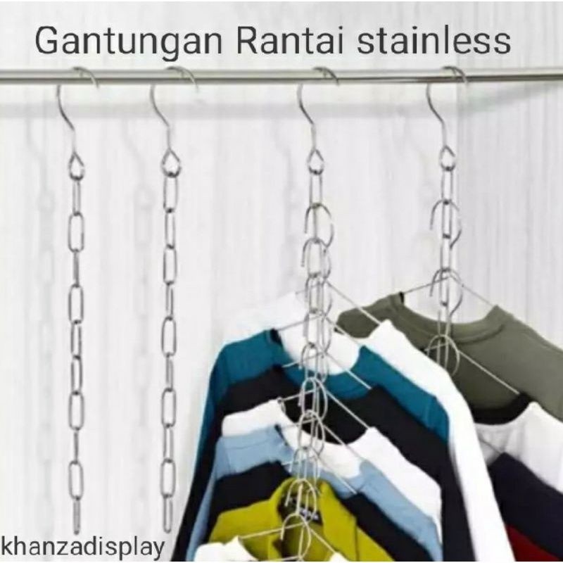 Hanger Baju Rantai Besi Gantungan Panjang 110cm Hanger Besi Kawat Display Murah Grosir
