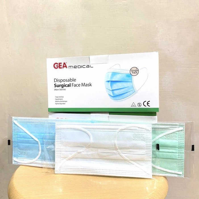 Masker Bedah GEA Surgical Mask 3 Ply GEA SINGLE PACK per 1 pcs