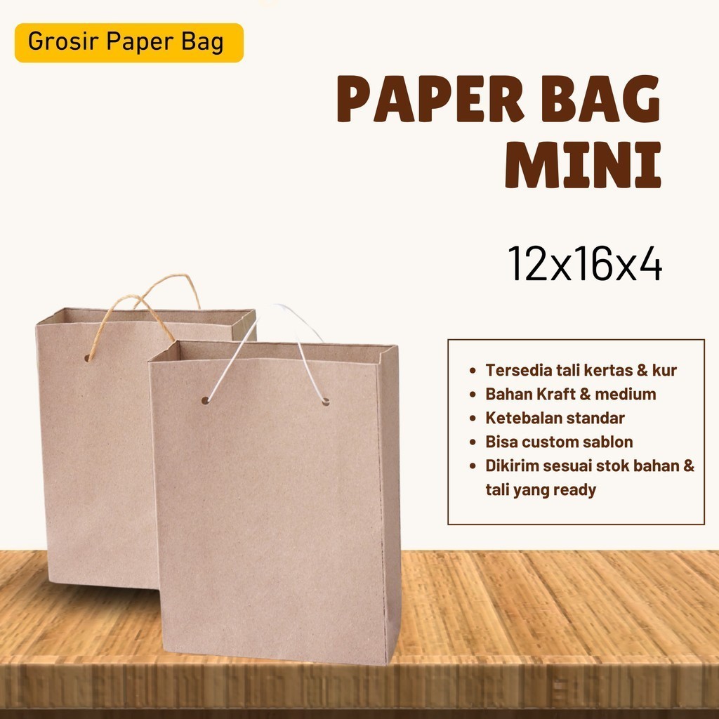 

PAPER BAG POLOS 12 X 16 X 4 / PAPERBAG MINI POLOS / PAPER BAG SOUVENIR / PAPER BAG TAS KERTAS KADO