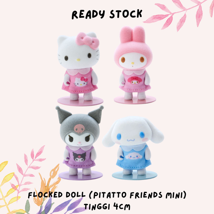 Flocked Doll Pitatto Friends Mini Figure Doll Sanrio Hello Kitty My Melody Cinnamoroll Kuromi