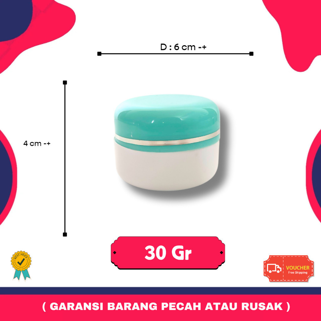 Pot Cream PP 30gr Hijau Putih | Pot Krim Kosmetik Skincare 30 Gram