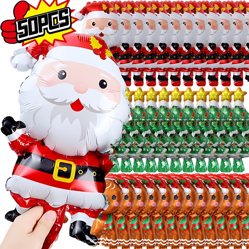 

50/1PCS Foil Balloon Gingerbread Man Santa Claus Xmas Tree Merry Party Decoration Balloon Kids Toys Gifts