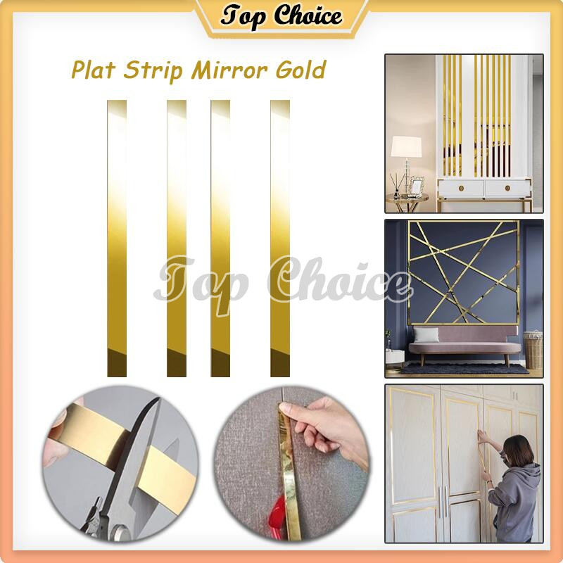 Plat Strip Mirror Gold / Interior Dekorasi / Stiker Dekorasi Lantai Keramik