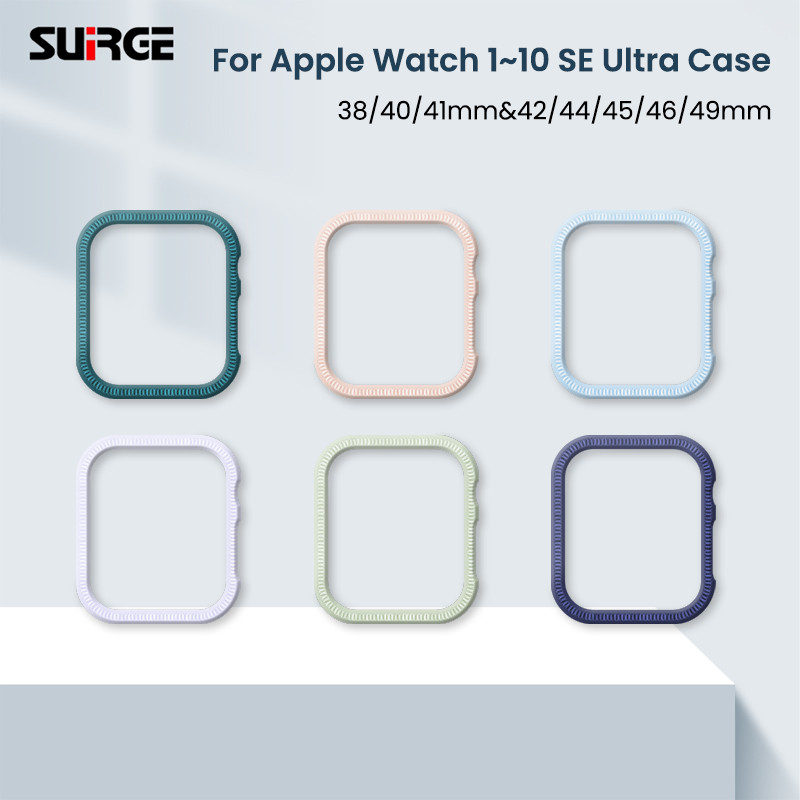 SUIRGE Case Silicon Apple Watch Series 7 6 5 SE 1 2 3 4 Untuk iWatch 45 42 44 38 41 40mm