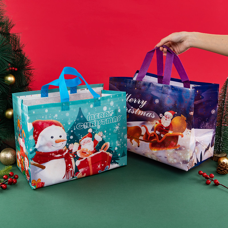 

LPZHI, Christmas Gift Tote Bags, for kids party supplies, snowman, packing candy presents toys, Reusable Non woven, 10/24pcs
