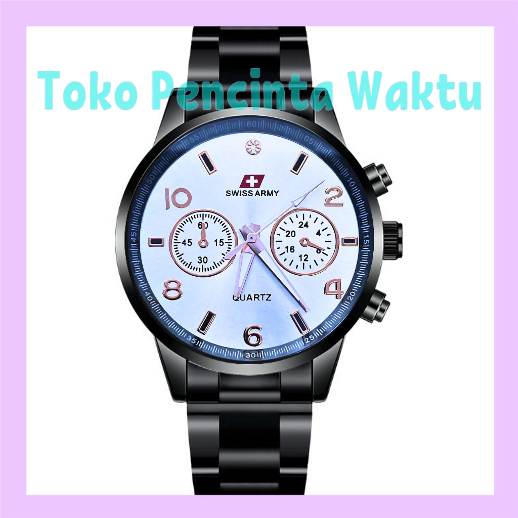 【terbaru】jam tangan couple hitam rantai Rantai Elegan Rantai stainless dengan gaya santai jakarta