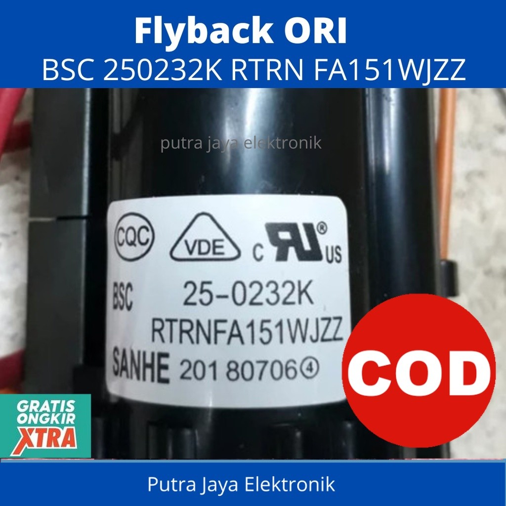Flyback TV SHARP BSC25 0232K FA151 WJZZ untuk TV SHARP 21in