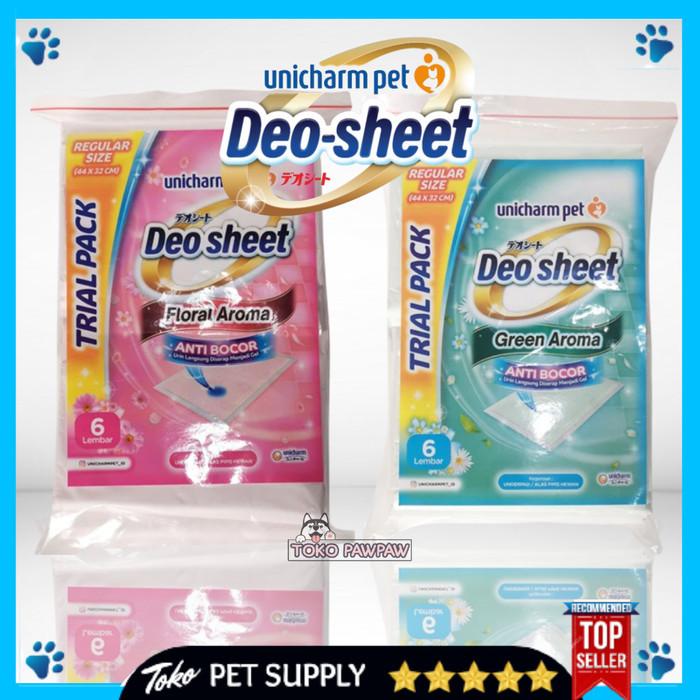 UNICHARM DEO-SHEET REGULAR 44X32 6PCS Underpads Anjing Kucing Alas Pipis Hewan 6pcs