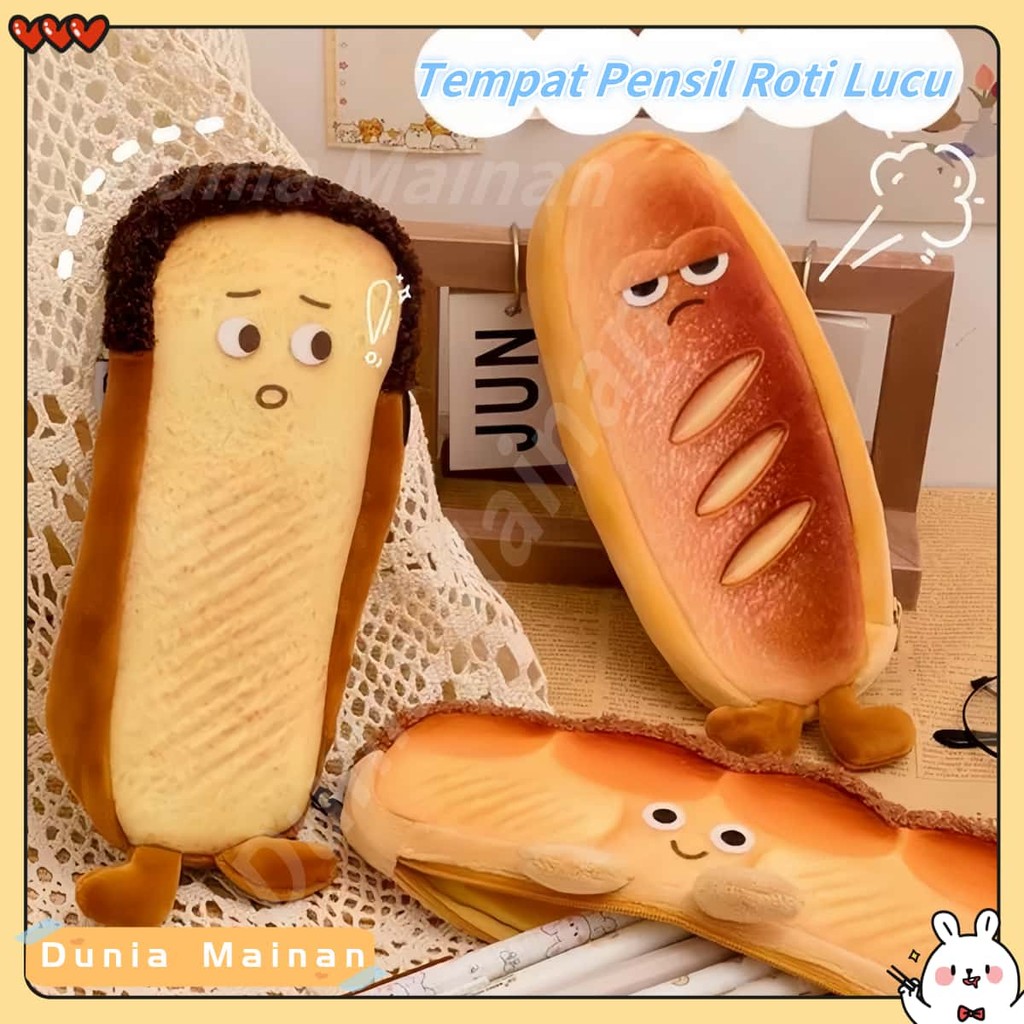 

[Cod]Large Capacity Student Unique Stationery Box/ Karakter Roti Lucu Pensil Case/Tempat Pensil Roti Lucu/Funny Creative Student Stationery Gift