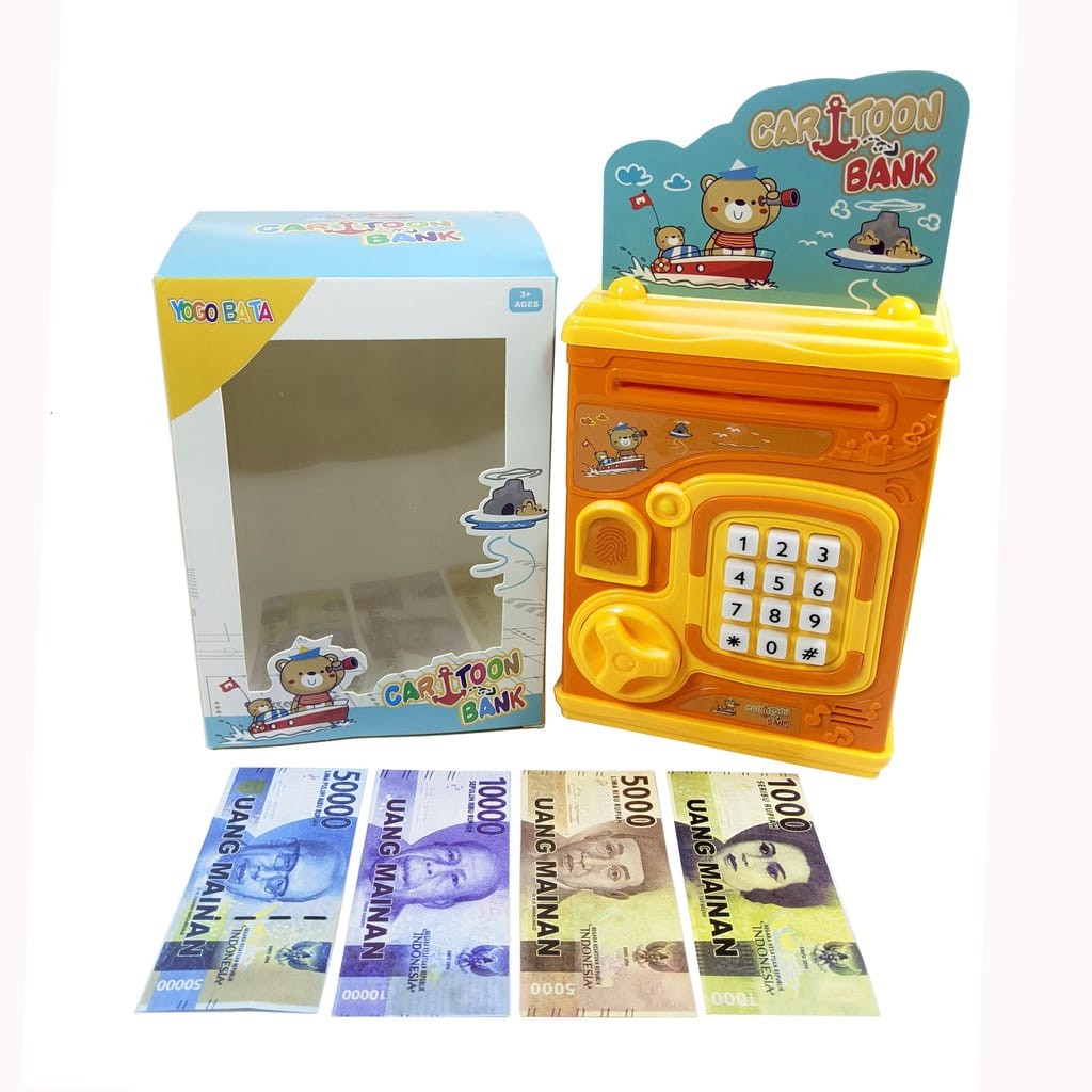 MAINAN ANAK EDUKASI CELENGAN ANAK ATM BRANKAS MINI / MINI MONEY ATM MENABUNG UANG SIDIK JARI YA2 PRO