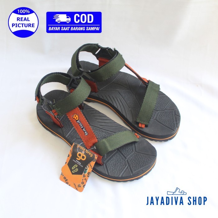 ✨TERLARIS - Sandal Gunung Grote Breg/ Sandal Gunung Pria-Wanita/ Warna Army Bata - Army Bata, 38