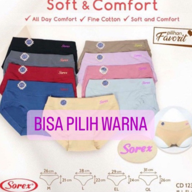 3 PCS | SOREX | Celana dalam sorex 1232 Bahan Katun Asli Sorex 1232