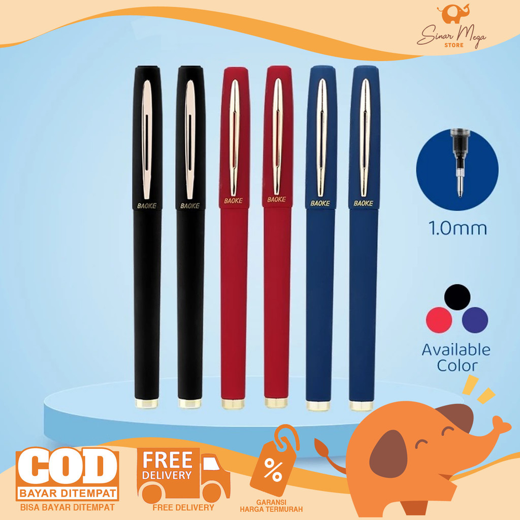 

BAOKE Gel Pen 1.0mm PC1848 - Pulpen Jel SATUAN Tahan Air Biru / Hitam Murah Berkualitas