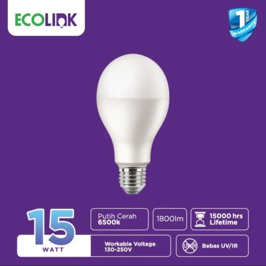 Lampu LEDBulb Ecolink 15 Watt - Cahaya Putih